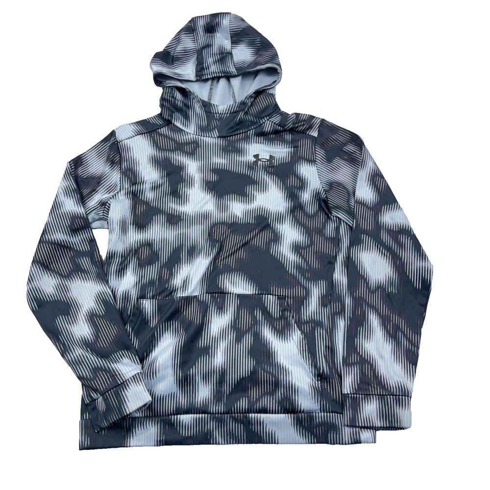 Under Armour Hoodie Youth Boys XL Black GrayLoose Fit Geometric Camo Perfomance